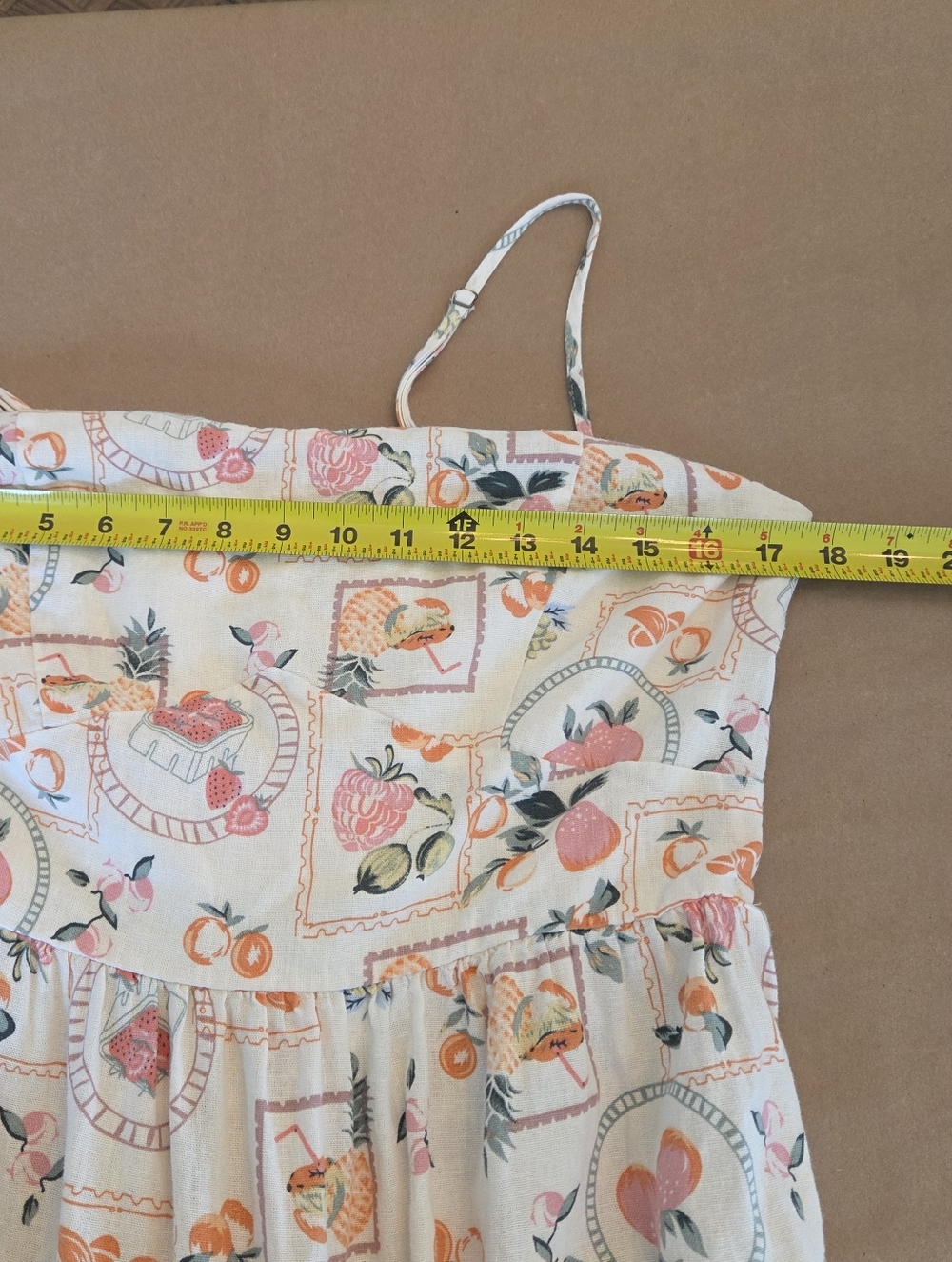 NWOT Linen Blend Fruit Print Tiered Midi Dress with Pockets L - Picture 10 of 13